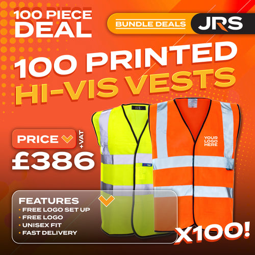100x Short Sleeve Printed Hi-Vis Vest Bundle