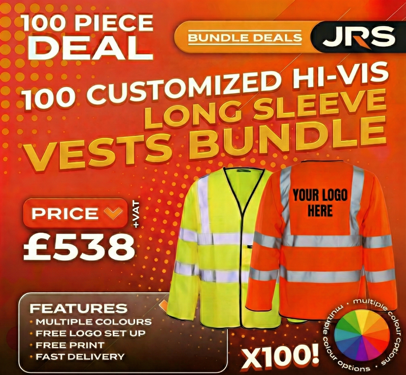 100x Long Sleeve Printed Hi-Vis Vest Bundle