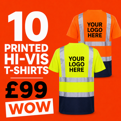 10x Printed Workwear Portwest Hi-Vis T-Shirts Bundle