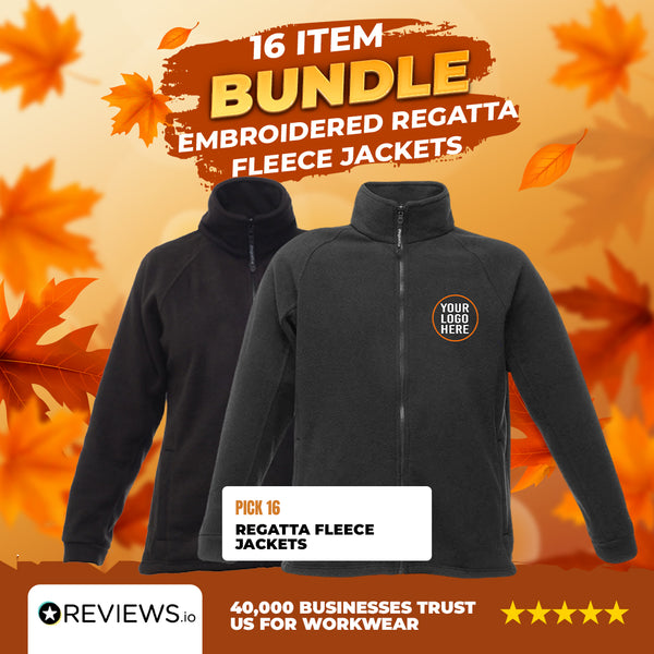 16x Embroidered Regatta Fleece Jackets Bundle Deal - Free Company Logo