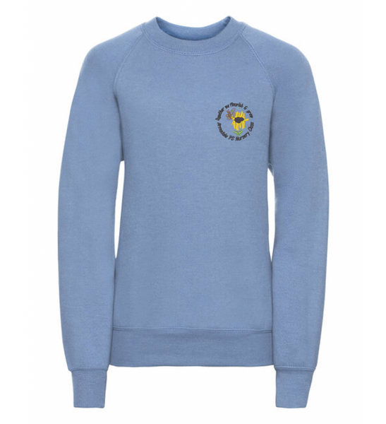 A royal blue Armadale ELC sweatshirt for kids, with the ELC logo embroidered on the chest.
