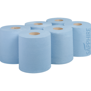 Blue 2 Ply Flat Sheet Centrefeed Roll (Pack of 6 - 170mm x 150m)