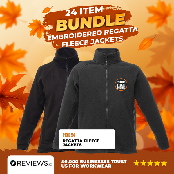 24x Embroidered Regatta Fleece Jackets Bundle Deal - Free Company Logo