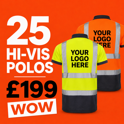 25x Printed Workwear Supertouch Hi-Vis Two-Tone Polo Shirts Bundle