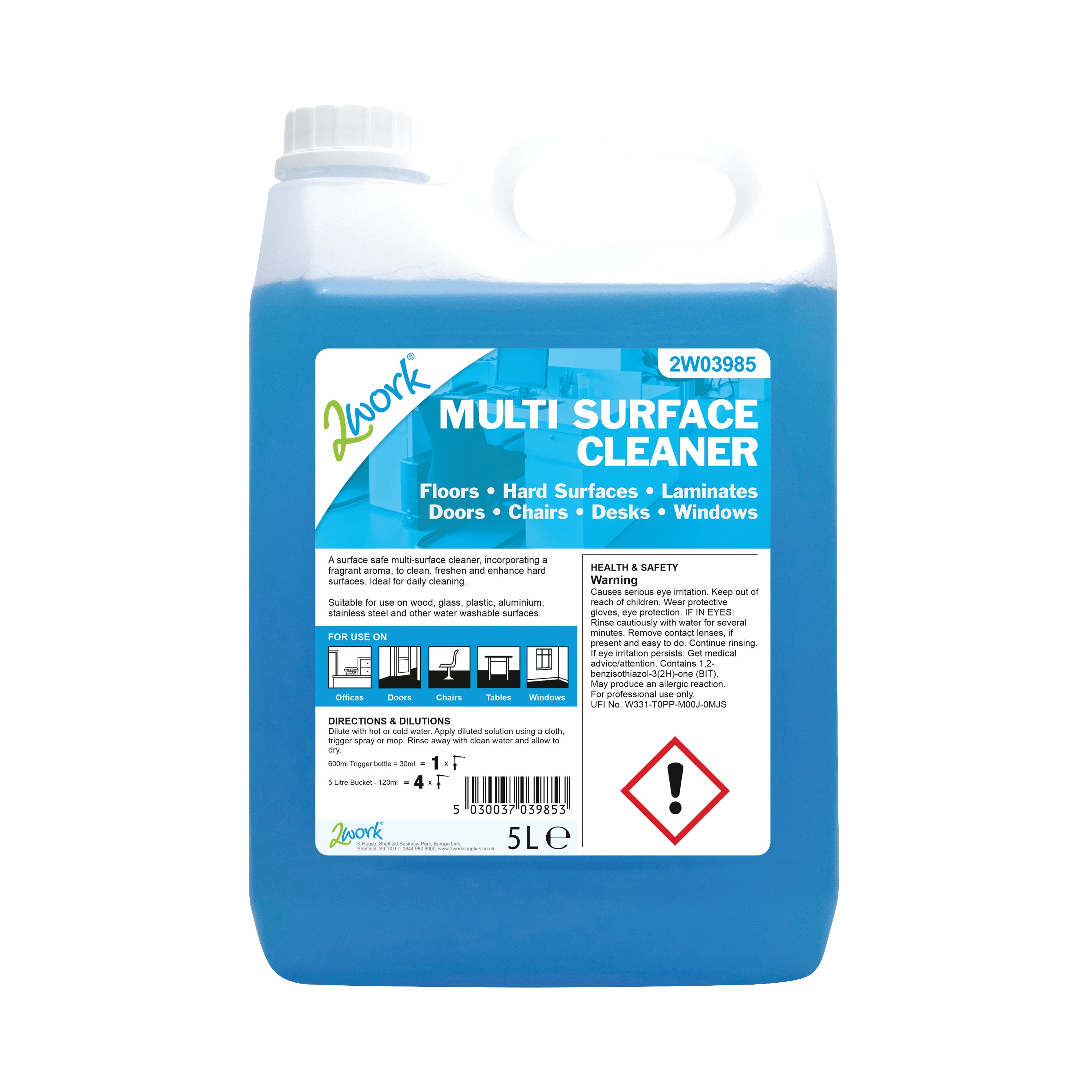 2Work Multi Surface Cleaner Concentrate 5 Litre 2W03985