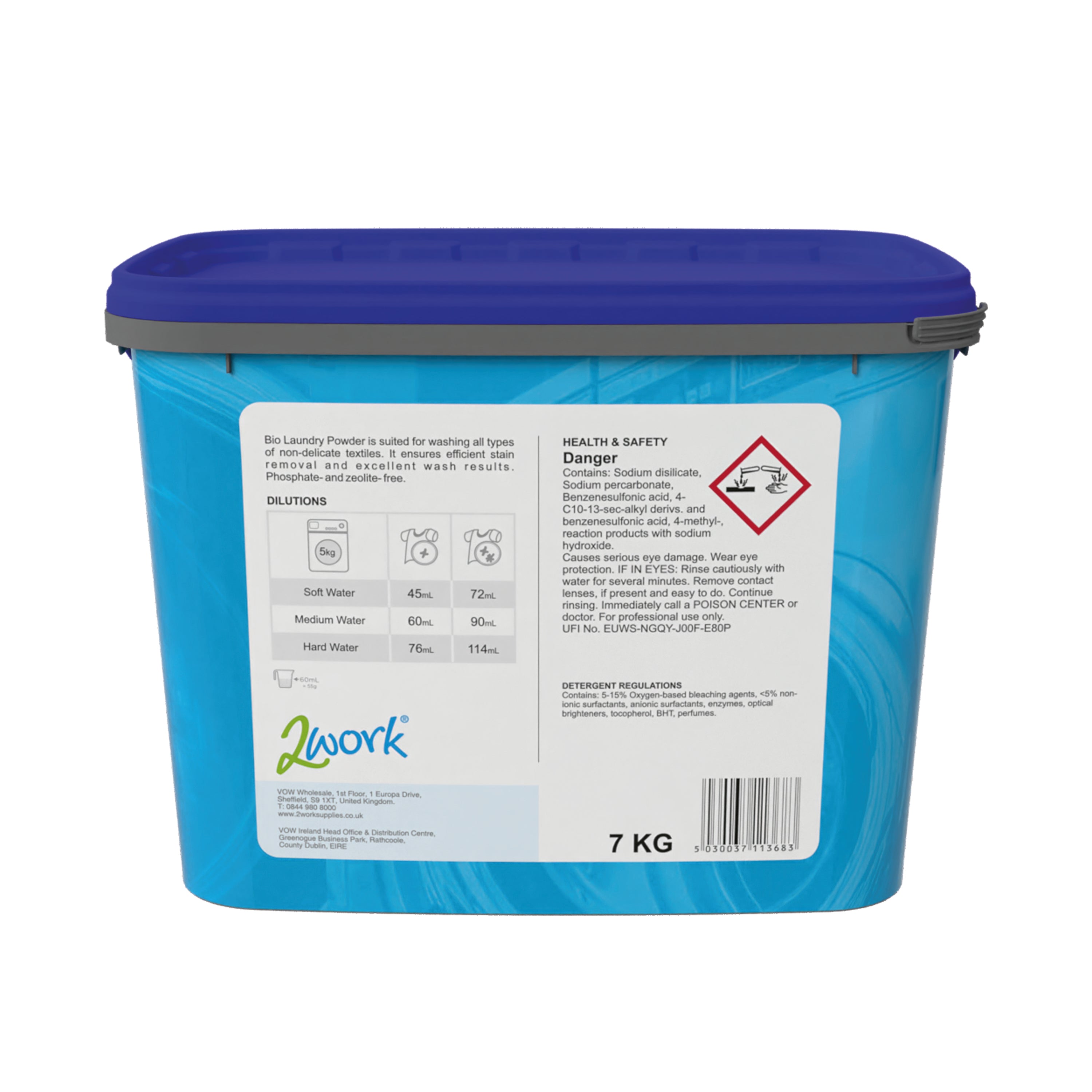 2Work Biological Washing Powder 7kg 2W11368