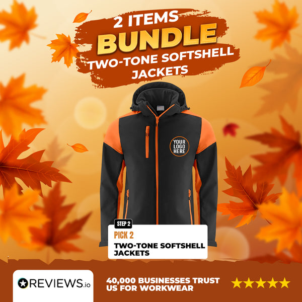 2x Embroidered Workwear Printer Prime Two-Tone Softshell Jackets Bundle with Company Logo