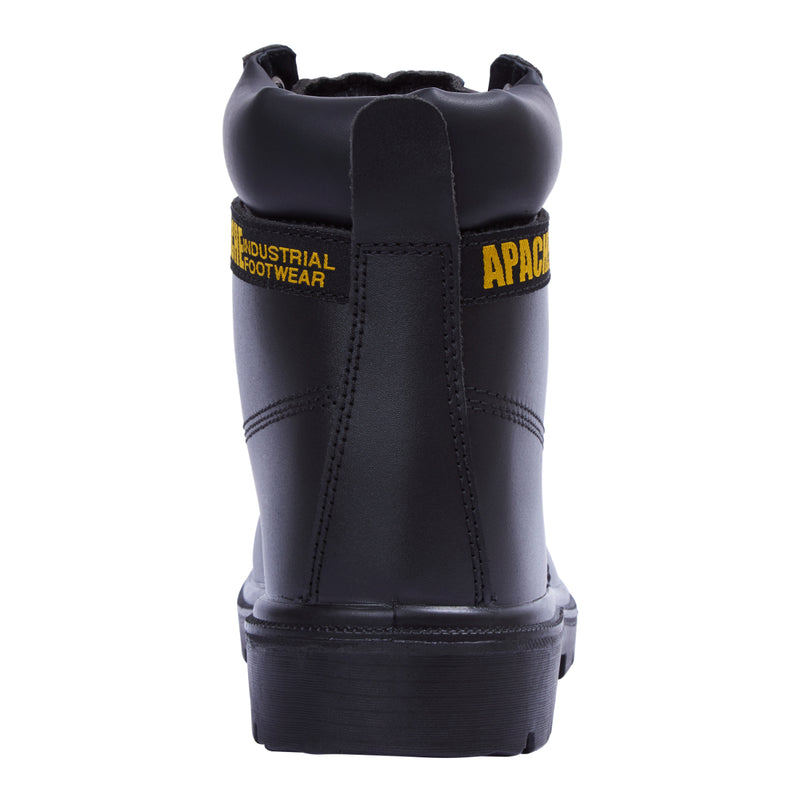 Rear view of the AP300 safety boot, highlighting the pull tab and ankle support.