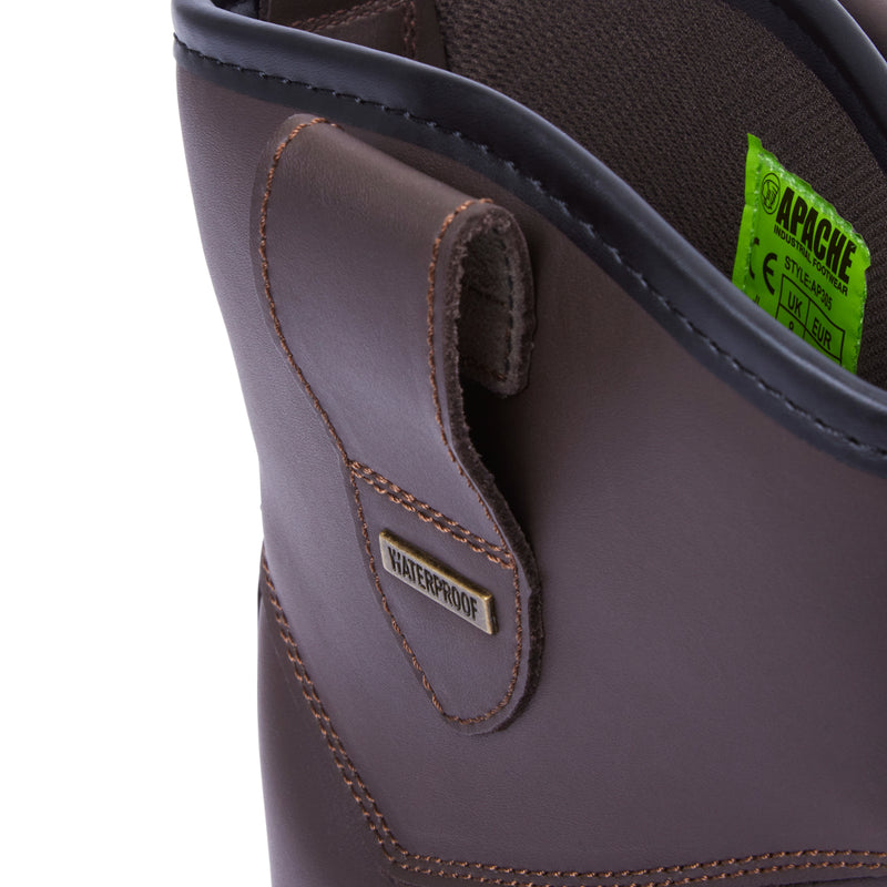 Detail of the pull-on loops and warm inner lining of the AP305 rigger boot.