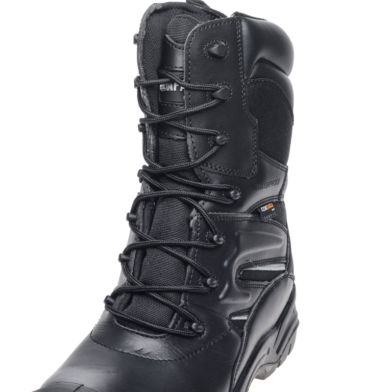 Apache Combat boot's lacing system and padded tongue.