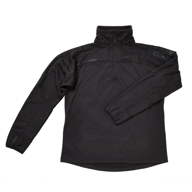 Side profile of the grey Apache ATS tech fleece jacket.
