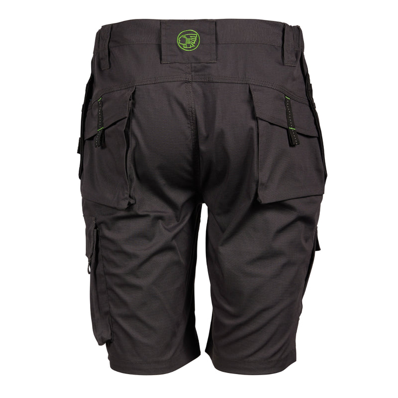Side view of the grey and black Apache APKHT shorts with holster pockets.
