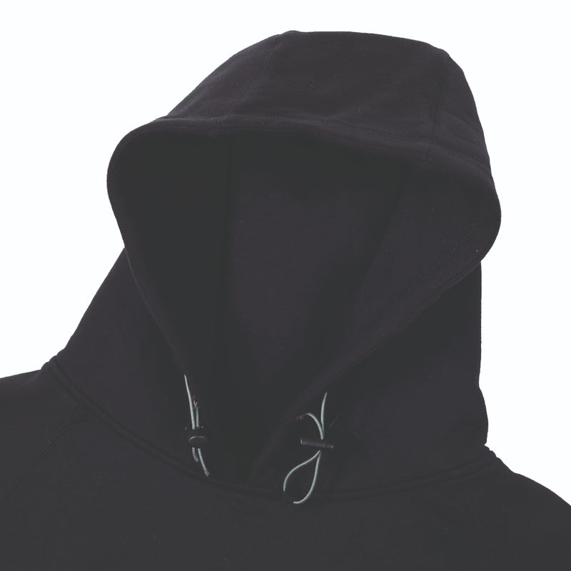 double-layered hood and thick drawstrings on Zenith hoodie.