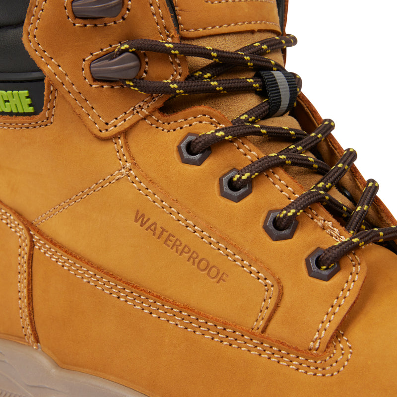 interior and laces of the wheat Thompson boot.