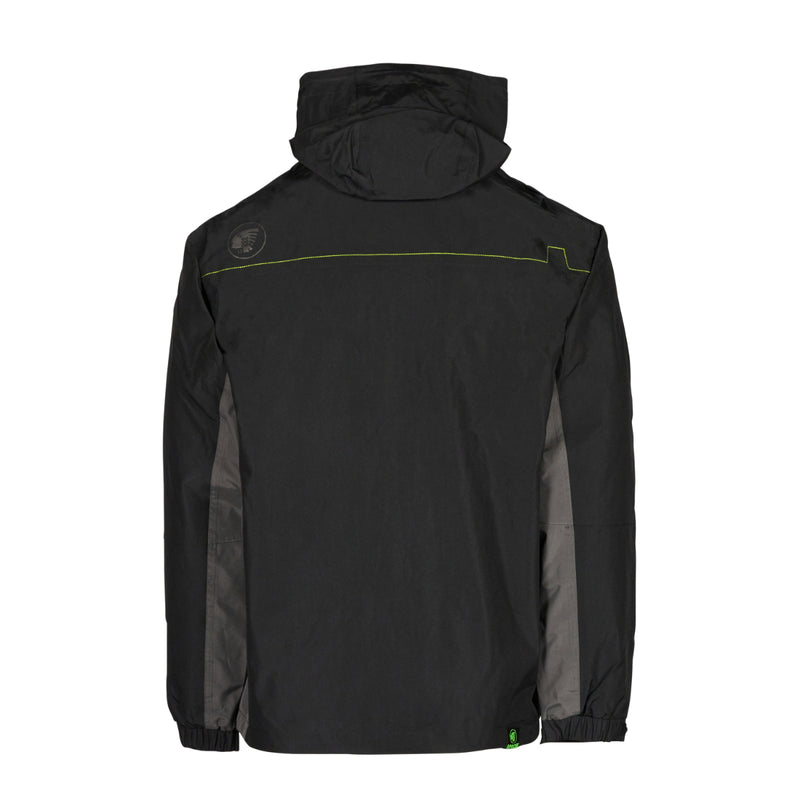 Side view of the black Apache Welland waterproof jacket.