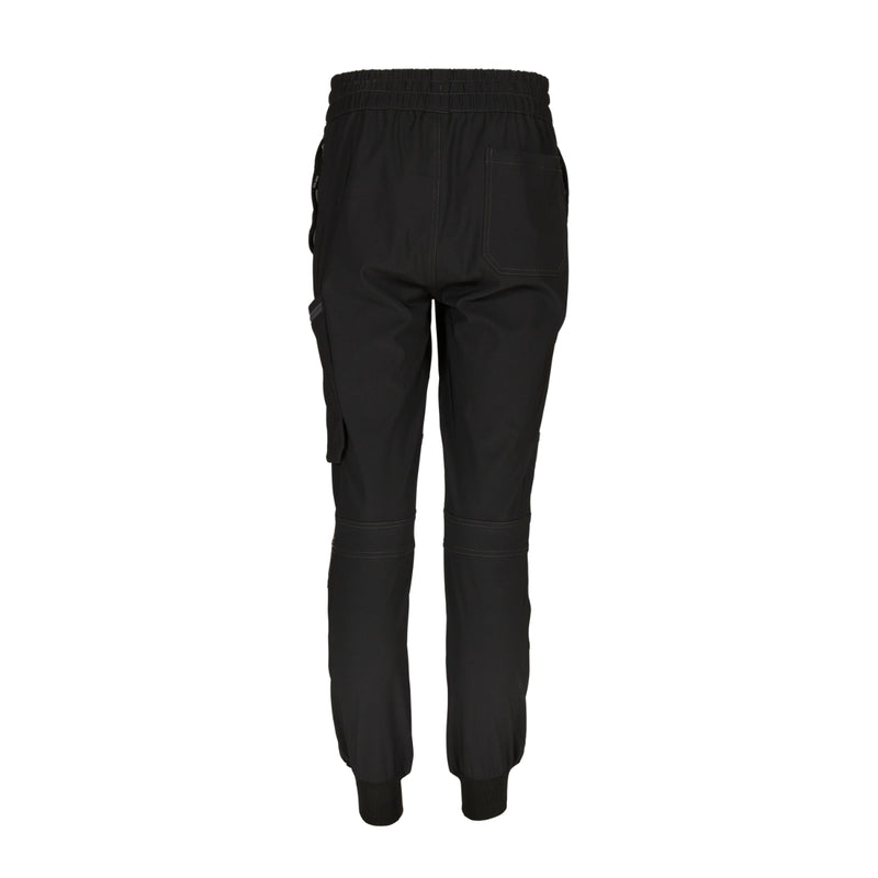 Apache Watson stretch jogger in black, displaying the zipped utility pockets and flexible design.