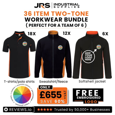 36 Item Two Tone Workwear Bundle with Free Logo (Perfect for a Team of 6)