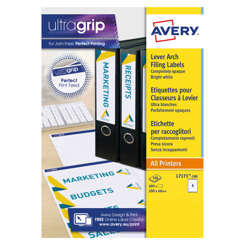 Avery Lever Arch Filing Laser Labels 200x60mm White – (Pack of 400)