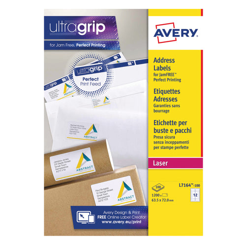 Avery Ultragrip Laser Labels 63.5x72mm White – (Pack of 1200)