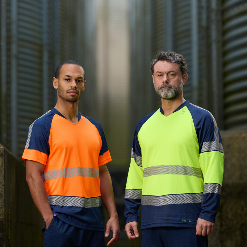 Leo Workwear Ruda Leo Ecoviz Performance+ Dual Colour Long Sleeve T-Shirt