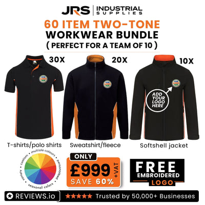 60 Item Two Tone Workwear Bundle with Free Logo (Perfect for a Team of 10)