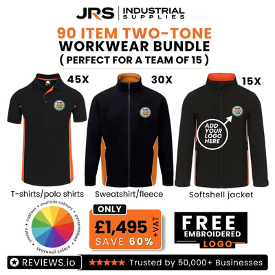 90 Item Two Tone Workwear Bundle with Free Logo (Perfect for a Team of 15)