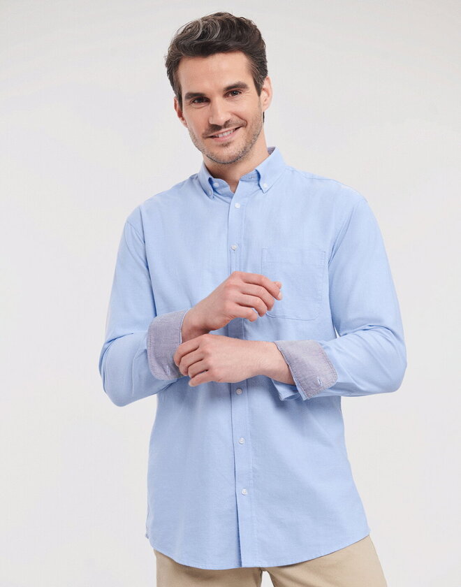 Russell Long Sleeve Tailored Washed Oxford Shirt