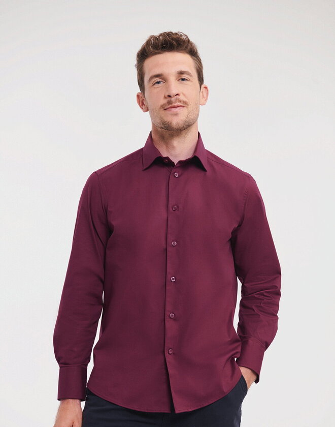 Russell Mens Long Sleeve Fitted Stretch Shirt