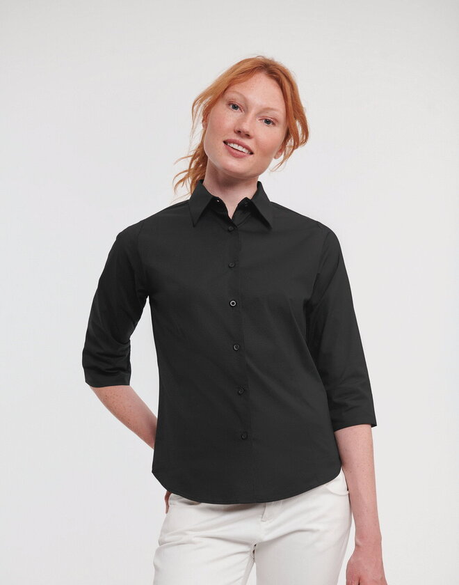 Russell Ladies 3/4 Sleeve Fitted Stretch Shirt