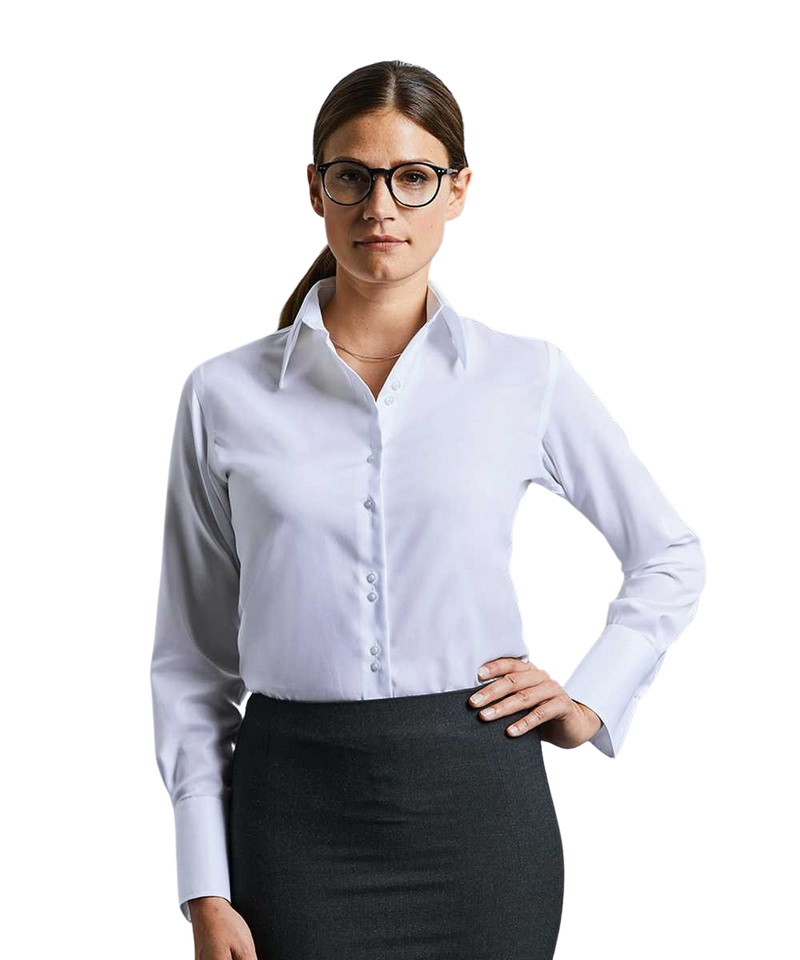 Russell Ladies Long Sleeve Ultimate Non-Iron Shirt White