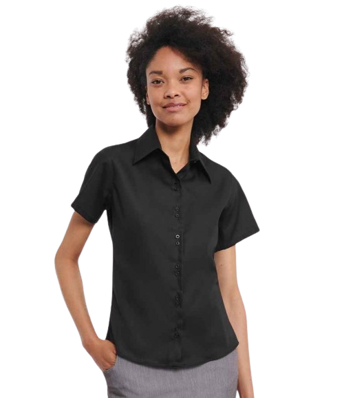 Russell Ladies Short Sleeve Ultimate Non Iron Shirt Black