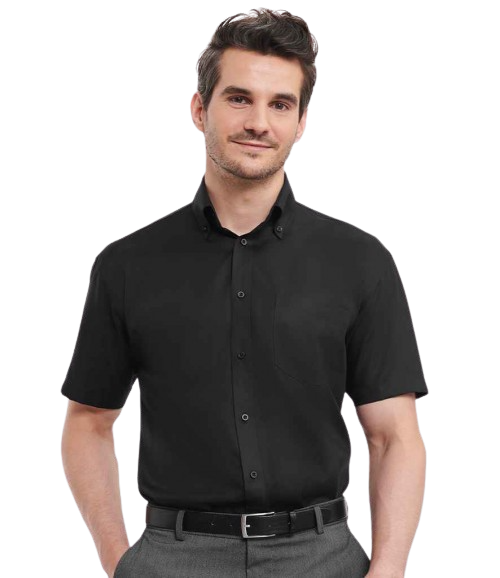 Russell Mens Short Sleeve Ultimate Non Iron Shirt Black