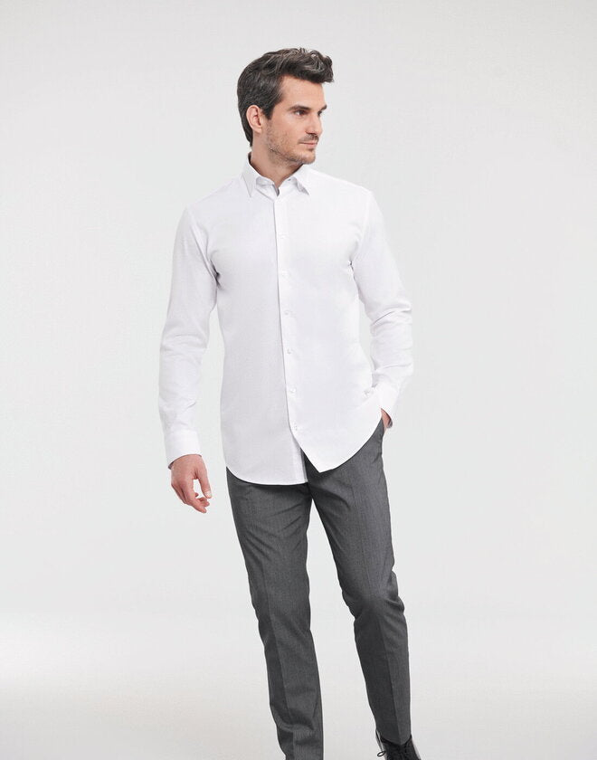 Russell Long Sleeve Tailored Contrast Herringbone Shirt
