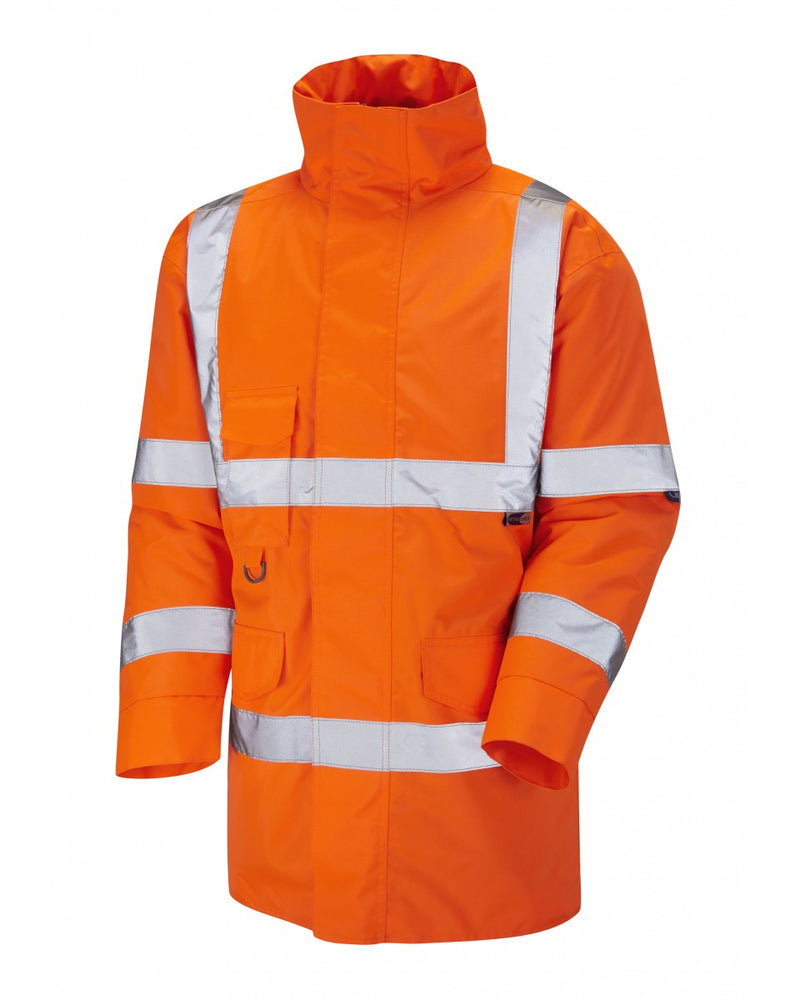 Leo Workwear Tawstock orange high-visibility safety vest for enhanced workplace protection