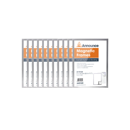Announce Magnetic Frame A4 Silver AA01842 – (Pack of 10)