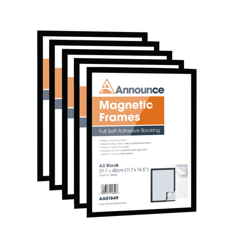 Announce Magnetic Frame A3 Black AA01850 – (Pack of 5)