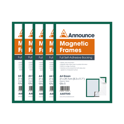 Announce Magnetic Frames A4 Green – (Pack of 5)
