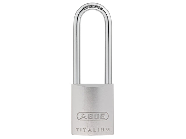ABUS 86TI/45LS long shackle Titalium padlock with a rekeyable cylinder mechanism.