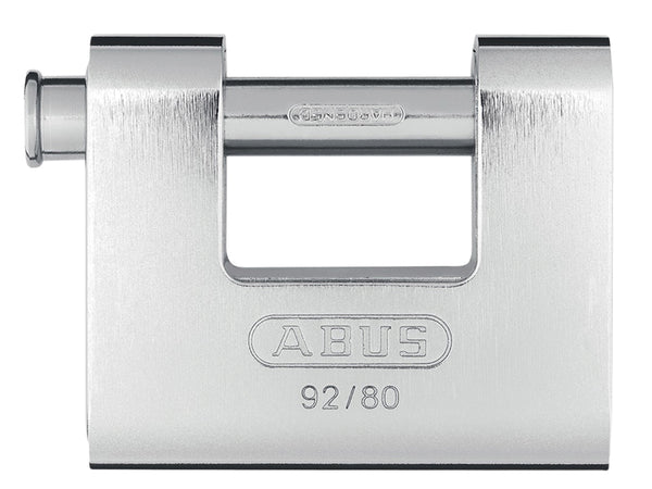 The larger ABUS 92/80 Monoblock shutter padlock for heavy-duty security on roller doors.
