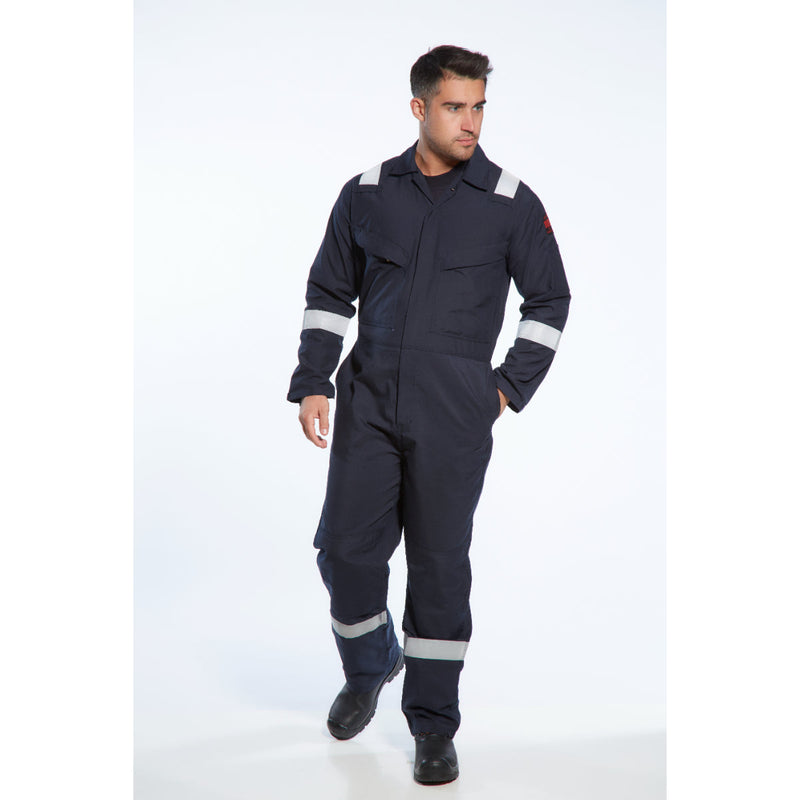Close-up on the chest pockets of the Portwest Araflame Coverall AF53.