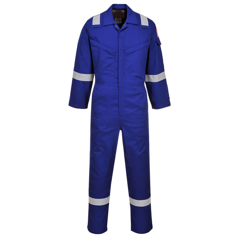 Portwest Araflame Silver Coverall AF73 in royal blue. Studio shot.