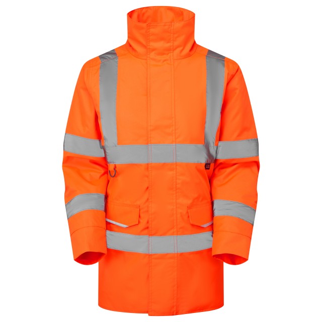 Front view of the Leo Workwear Cheristow women's anorak in hi-vis orange.