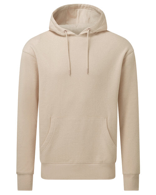 Anthem AM006 unisex hoodie in a trendy desert sand color, shown in a flat lay.