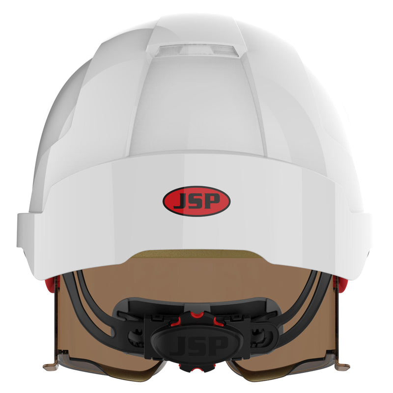 JSP EVO VISTAlens Safety Helmet - Indoor / Outdoor - Wheel Ratchet - White / Smoke