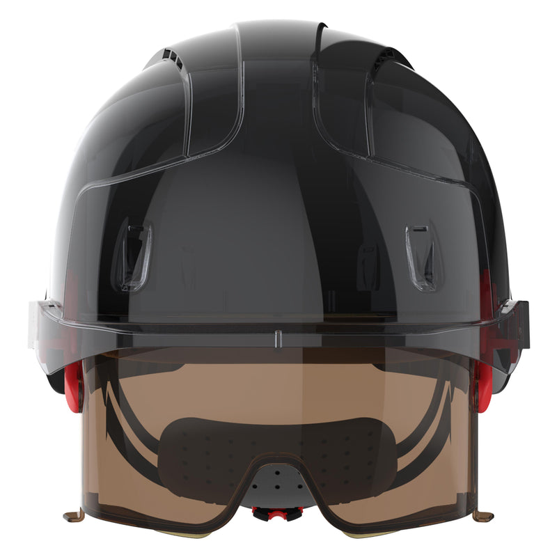 JSP EVO VISTAlens Safety Helmet - Indoor / Outdoor - Wheel Ratchet - Black / Smoke