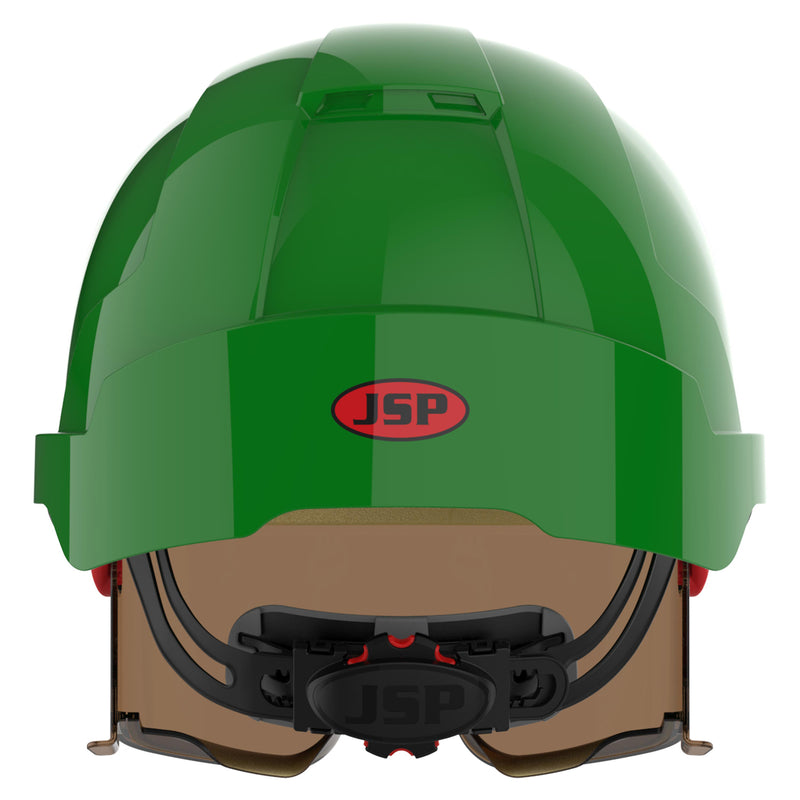 JSP EVO VISTAlens Safety Helmet - Indoor / Outdoor - Wheel Ratchet - Green / Smoke
