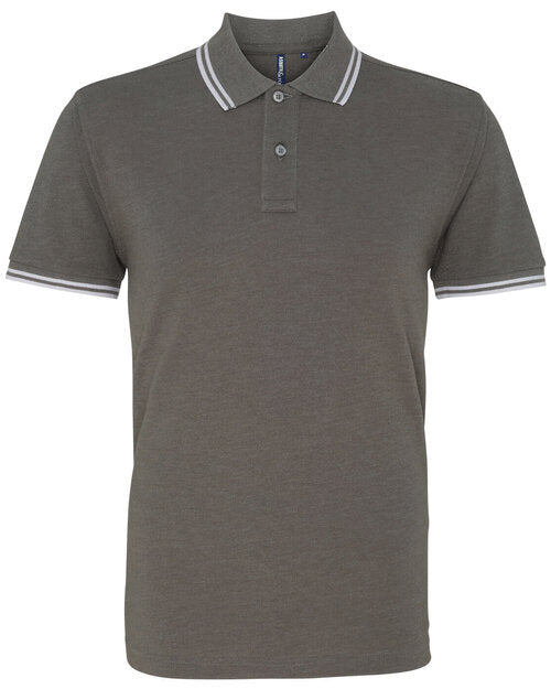 A charcoal grey Asquith and Fox men's classic fit tipped polo AQ011 with crisp white tipping.