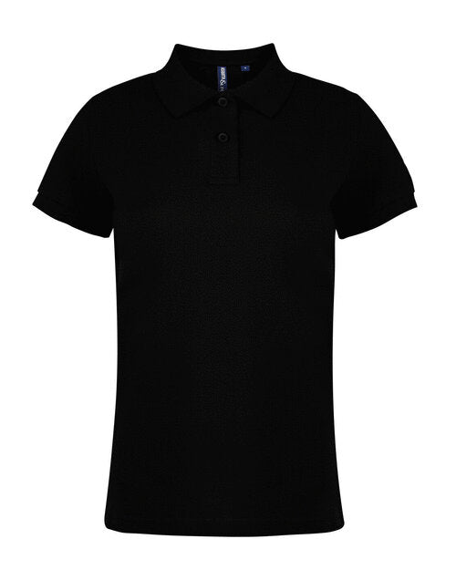 A black Asquith and Fox ladies' classic fit cotton polo shirt from the AQ020 collection.