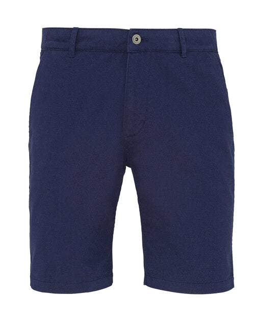 Classic navy blue Asquith and Fox men's classic fit shorts AQ051, shown in a top-down view.