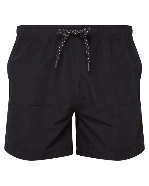 Flat lay of the black Asquith and Fox block colour swim shorts, model AQ056, showing the design.